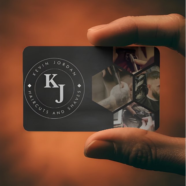 Minimalist Black and White Barbershop Modern Visitenkarte (Von Creator hochgeladen)