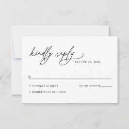 Minimalist Black and White Gold Wedding RSVP Card Karte