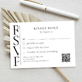 Minimalist Black and White Modern Wedding RSVP Karte