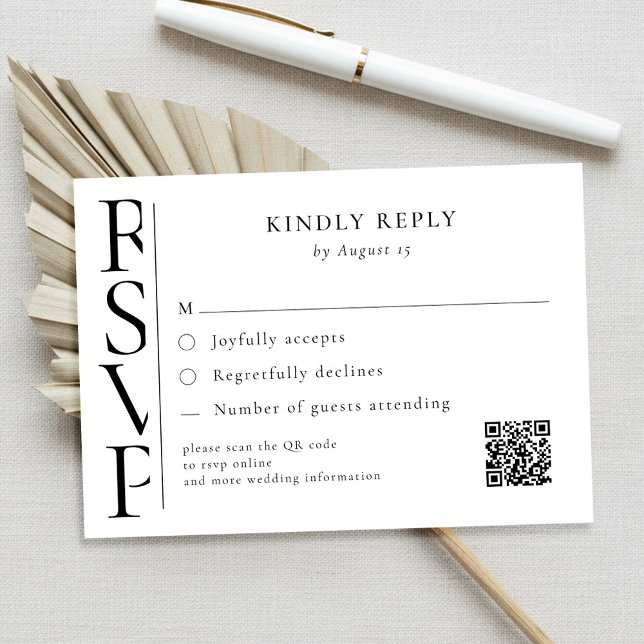 Minimalist Black and White Modern Wedding RSVP Karte (Von Creator hochgeladen)