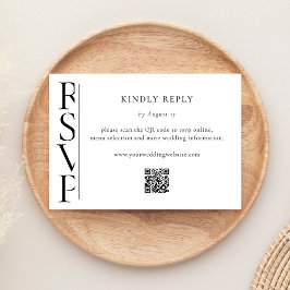 Minimalist Black and White Modern Wedding RSVP Karte