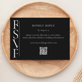 Minimalist Black and White Modern Wedding RSVP Karte