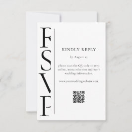 Minimalist Black and White Modern Wedding RSVP Karte