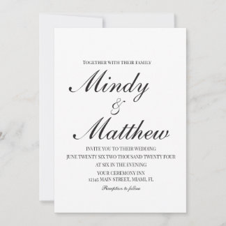Minimalist Black and White Script Wedding Einladung