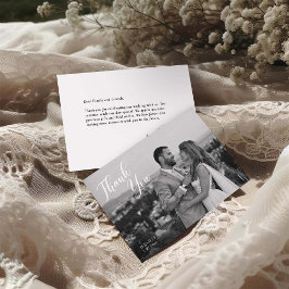 Minimalist Black and White Wedding Photo Dankeskarte