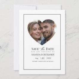 Minimalist Black and White Wedding Photo Save The Date
