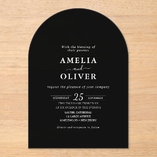 Minimalist Black Arch Elegant Wedding Invitation Acryleinladungen