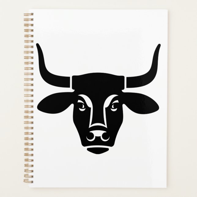 Minimalist Black Bull Head Ox Silhouette Planer (Vorderseite)