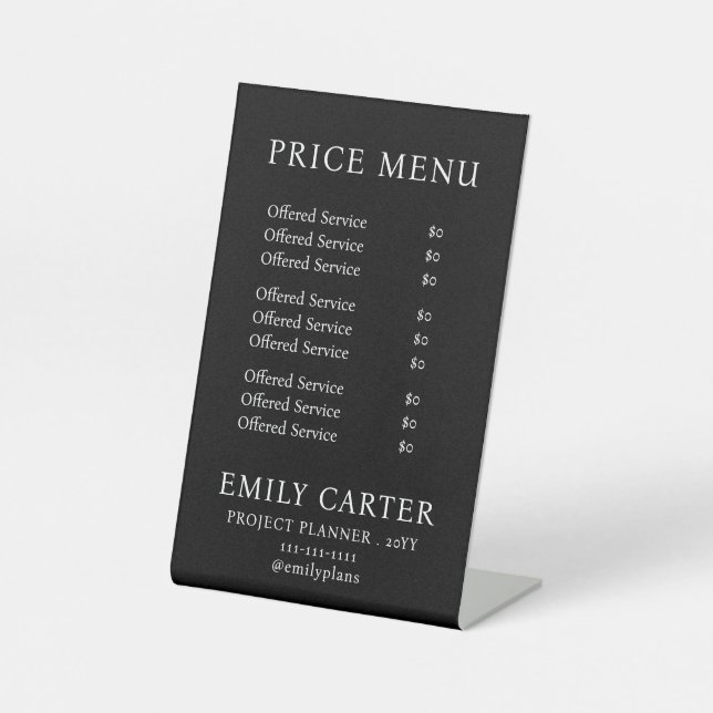Minimalist Black Business Pedestal Sign Sockelschild (Vorderseite)
