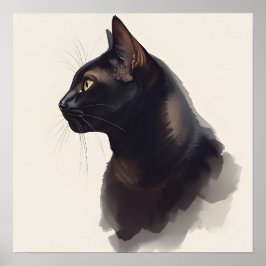 Minimalist Black Cat Art Print Poster