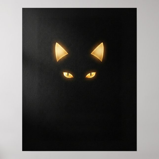 Minimalist Black Cat Art Print Poster (Vorne)