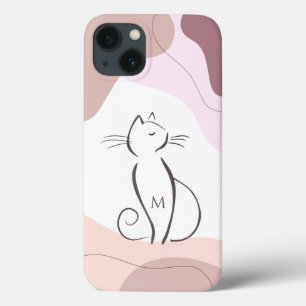 Minimalist Black Cat Boho Organische Formen Monogr Case-Mate iPhone Hülle
