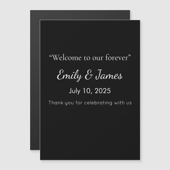 Minimalist Black Cat Silhouette  Magneteinladung (Vorne/Hinten)