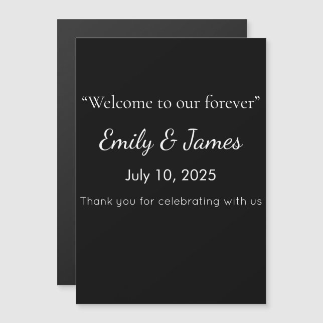 Minimalist Black Cat Silhouette  Magneteinladung (Vorne/Hinten)