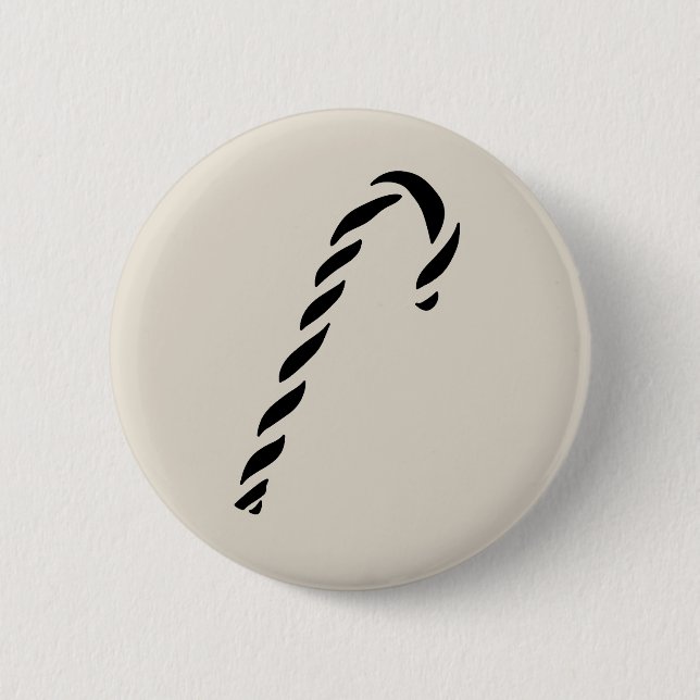 Minimalist Black Christmas Candy cane Button (Vorderseite)