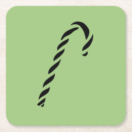 Minimalist Black Christmas Candy cane Rechteckiger Pappuntersetzer