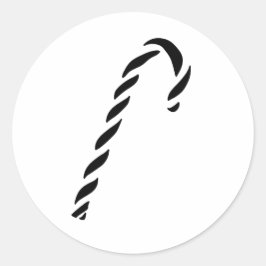 Minimalist Black Christmas Candy cane Runder Aufkleber