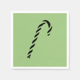Minimalist Black Christmas Candy cane Serviette