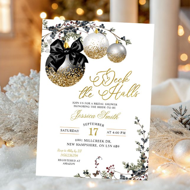 Minimalist Black Deck The Halls Bridal Shower Einladung (Von Creator hochgeladen)
