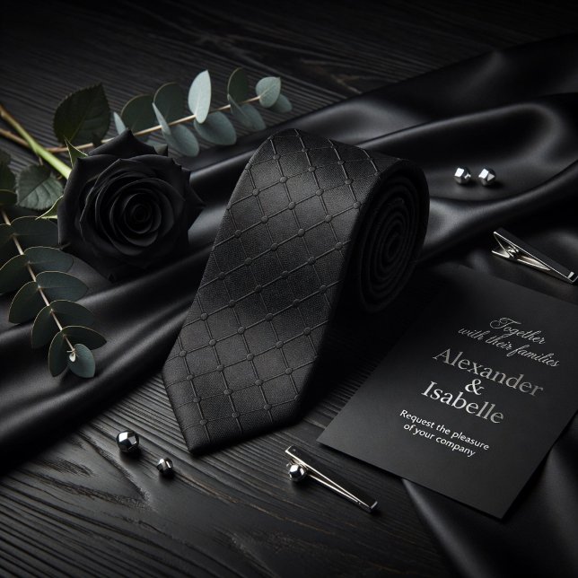 Minimalist Black Geometric Grid Dotted Texture Krawatte (Von Creator hochgeladen)