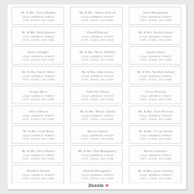 Minimalist Black Guest Address Labels (Blatt)
