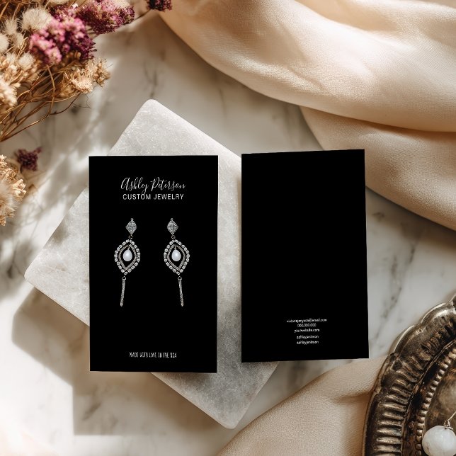 Minimalist black modern  jewelry earring display visitenkarte (Minimalist black modern jewelry earring display business card)