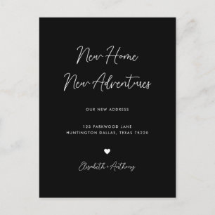 Minimalist Black Neues Zuhause Neue Abenteuer Umzu Ankündigungspostkarte