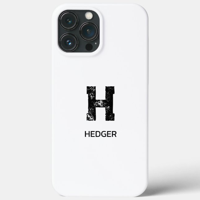 MINIMALIST BLACK ONE LETTER MONOGRAM NAME WHITE Case-Mate iPhone HÜLLE (Rückseite)