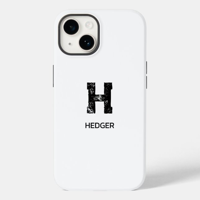MINIMALIST BLACK ONE LETTER MONOGRAM NAME WHITE Case-Mate iPhone HÜLLE (Rückseite)