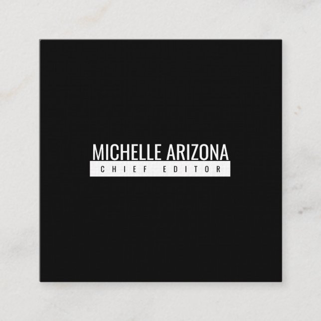 Minimalist Black Professional Modern Quadratische Visitenkarte (Vorderseite)