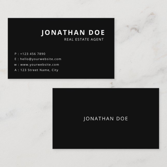 Minimalist Black Realtor Professional  Visitenkarte (Vorne/Hinten)