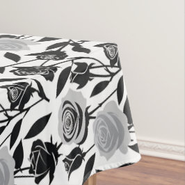 Minimalist Black Roses With Light Gray Stems  Tischdecke