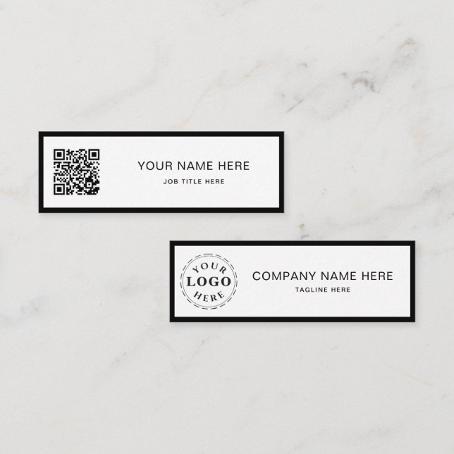 Minimalist Black Script QR White Calling Card Telefonnummerkarte (Vorne/Hinten)