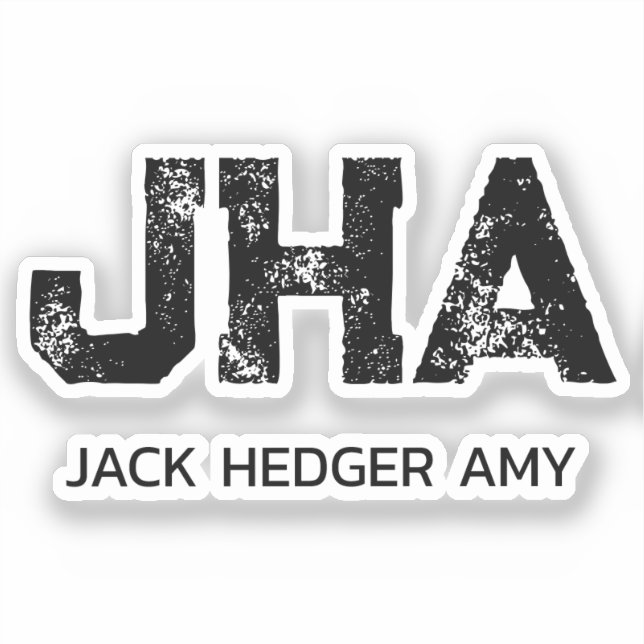 MINIMALIST BLACK THREE LETTER MONOGRAM NAME CLEAR AUFKLEBER (Vorderseite)