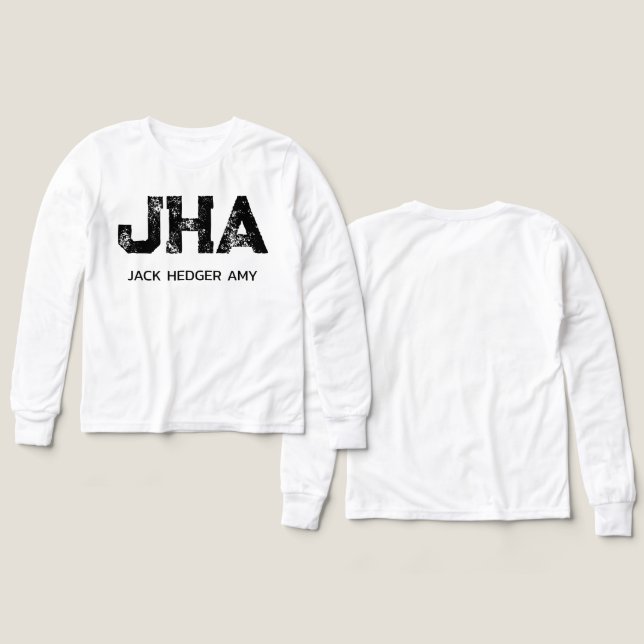 MINIMALIST BLACK THREE LETTER MONOGRAM NAME WHITE (Design Vorderseite & Rückseite)