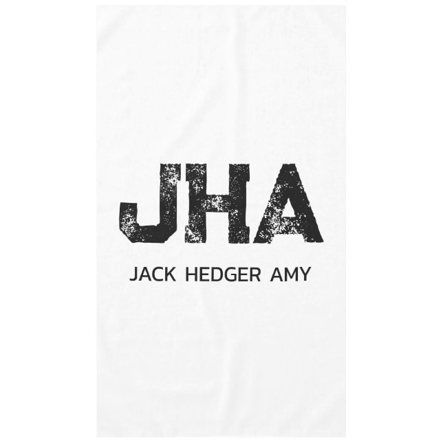 MINIMALIST BLACK THREE LETTER MONOGRAM NAME WHITE TISCHDECKE (Vorderseite)