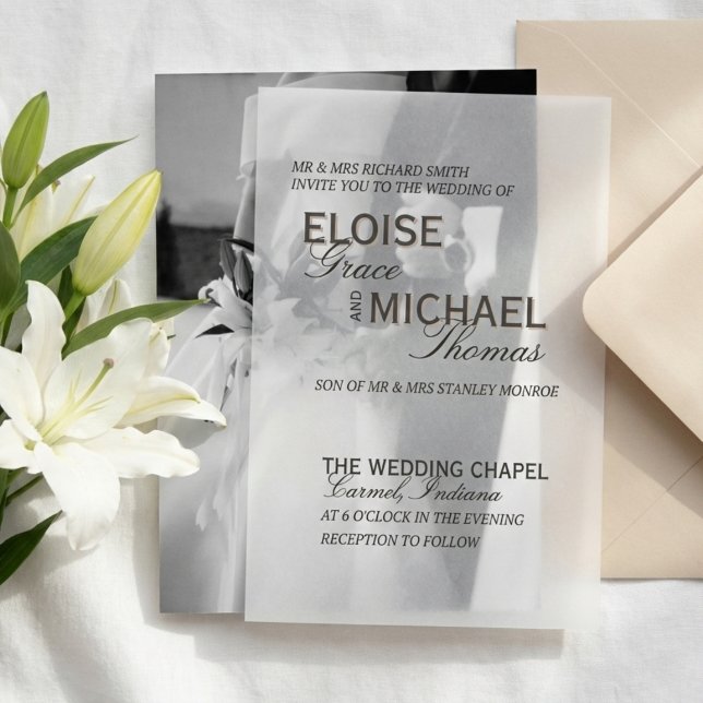 Minimalist Black Tie Formal Wedding (Invite guests to your formal affair with this Minimalist Black Tie Formal Wedding Vellum Invitation!)