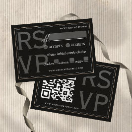 Minimalist Black Tie Formal Wedding QR Code RSVP Karte