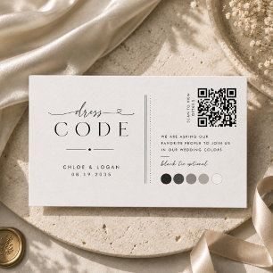 Minimalist Black Tie Hochzeitsfarben Guide QR Begleitkarte
