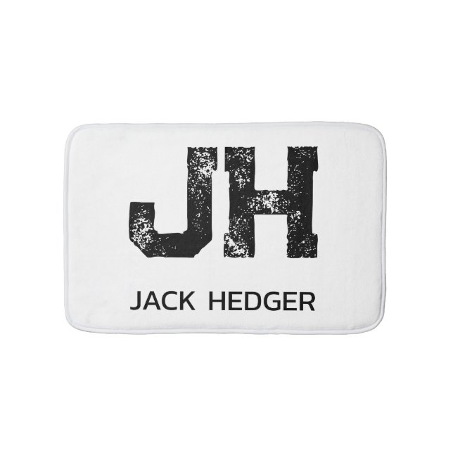 MINIMALIST BLACK TWO LETTER MONOGRAM NAME WHITE BADEMATTE (Vorderseite)