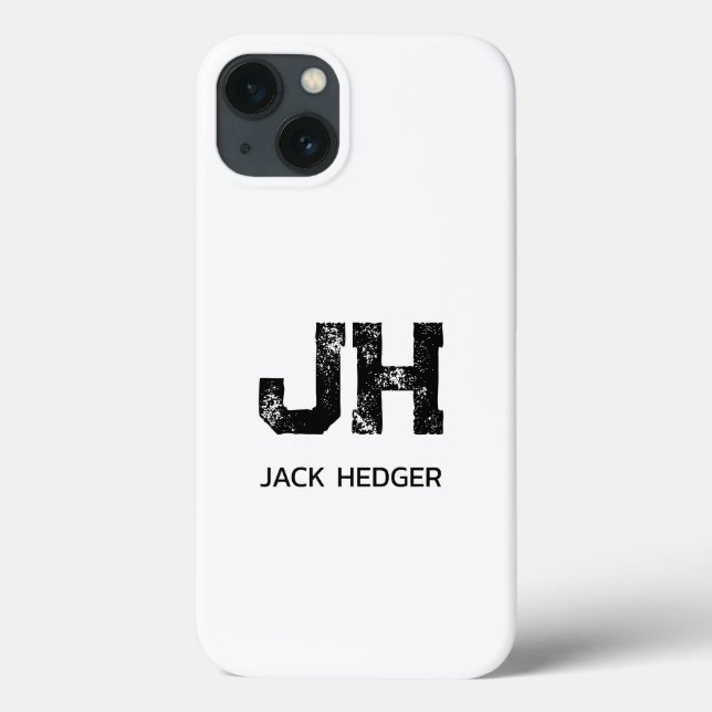 MINIMALIST BLACK TWO LETTER MONOGRAM NAME WHITE Case-Mate iPhone HÜLLE (Rückseite)