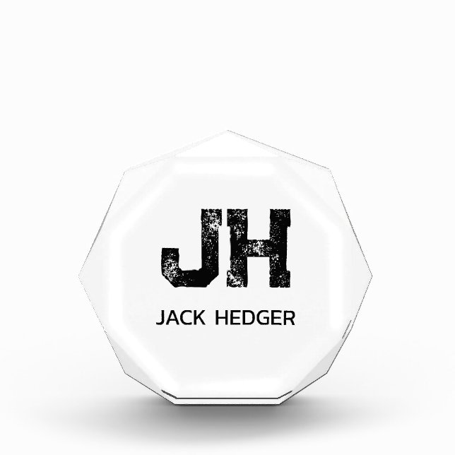 MINIMALIST BLACK TWO LETTER MONOGRAM NAME WHITE FOTOBLOCK (Vorderseite)