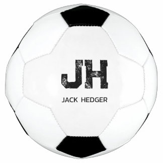 MINIMALIST BLACK TWO LETTER MONOGRAM NAME WHITE FUßBALL