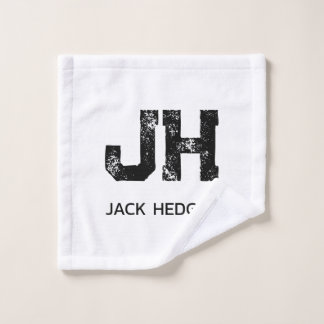 MINIMALIST BLACK TWO LETTER MONOGRAM NAME WHITE WASCHLAPPEN