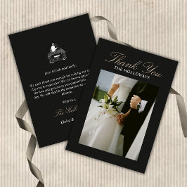 Minimalist Black Wedding Flat Thank You Card Dankeskarte
