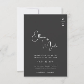  Minimalist Black Wedding QR code Invitation card Einladung