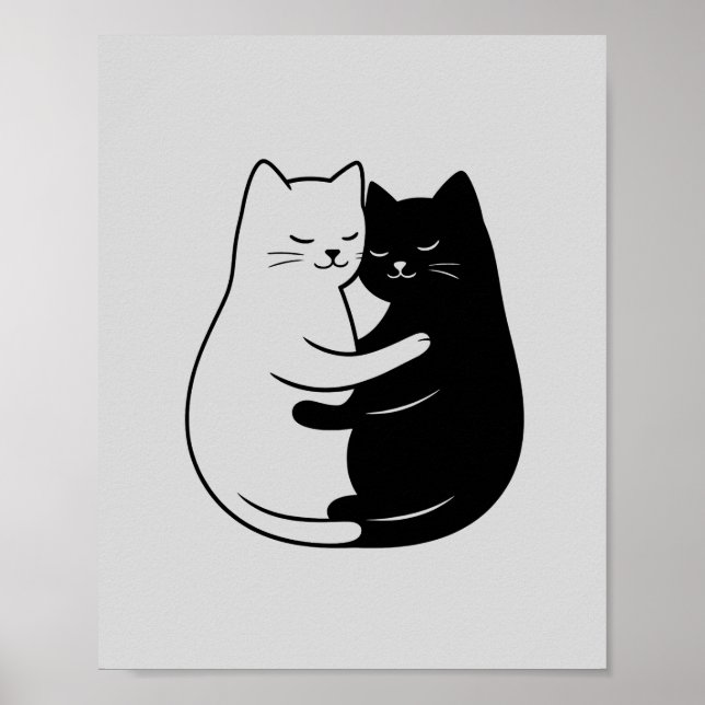 Minimalist Black & White Cat Art for Home Poster (Vorne)