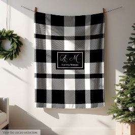 Minimalist Black White Checkered Blanket for Men Fleecedecke
