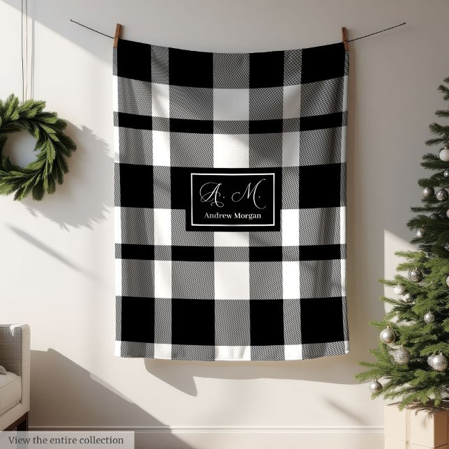 Minimalist Black White Checkered Blanket for Men Fleecedecke (Minimalist Black White Checkered Blanket for Men)