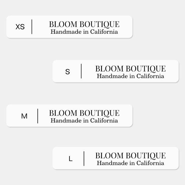 Minimalist Black White Clothing Size Etiketten (Gruppe)